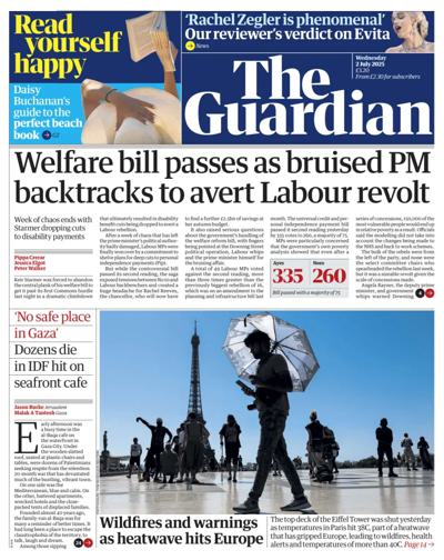 The Guardian Newspaper Front Page (UK) for 2 July 2025