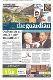 The Guardian (UK) Newspaper Front Page for 30 April 2016