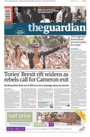 The Guardian (UK) Newspaper Front Page for 30 May 2016