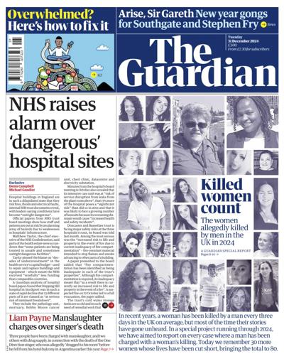 The Guardian Newspaper Front Page (UK) for 31 December 2024