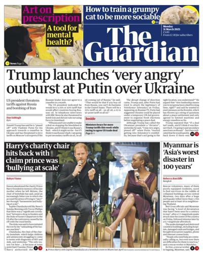 The Guardian Newspaper Front Page (UK) for 31 March 2025