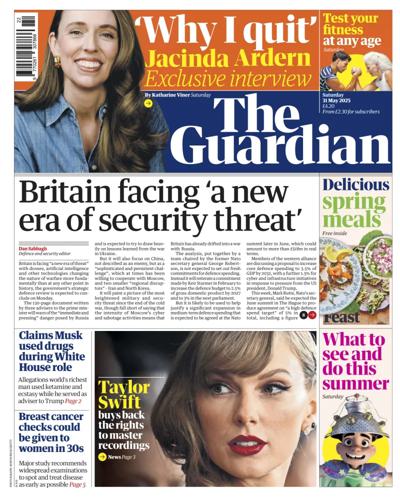 The Guardian Newspaper Front Page (UK) for 31 May 2025