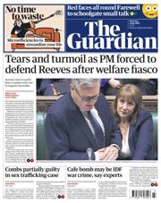 The Guardian front page for 3 July 2025