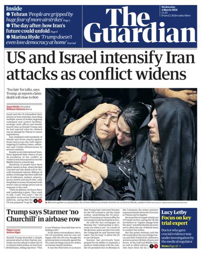 The Guardian Newspaper Front Page (UK) for 4 March 2026