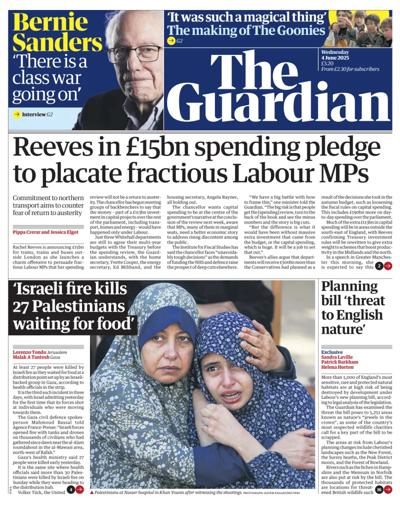 The Guardian Newspaper Front Page (UK) for 4 June 2025