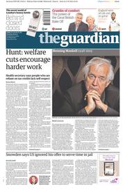 The Guardian (UK) Newspaper Front Page for 6 October 2015