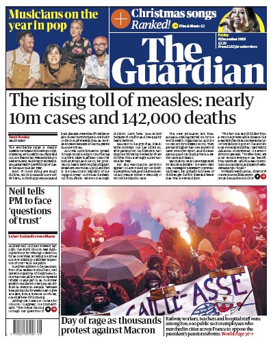 The Guardian Newspaper Front Page (UK) for 6 December 2019