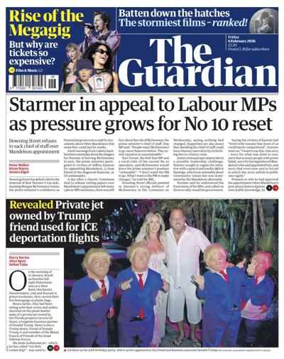 The Guardian Newspaper Front Page (UK) for 6 February 2026