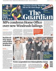 The Guardian (UK) Newspaper Front Page for 6 March 2019