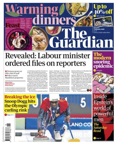 The Guardian Newspaper Front Page (UK) for 7 February 2026