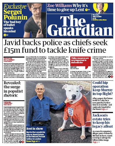 The Guardian Newspaper Front Page (UK) for 7 March 2019