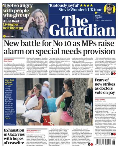 The Guardian Newspaper Front Page (UK) for 7 July 2025