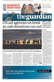 The Guardian (UK) Newspaper Front Page for 7 September 2015