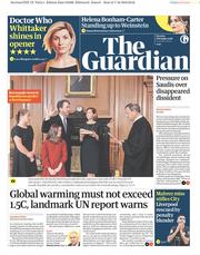 The Guardian (UK) Newspaper Front Page for 8 October 2018