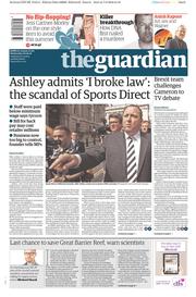 The Guardian (UK) Newspaper Front Page for 8 June 2016