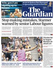 The Guardian front page for 8 September 2025