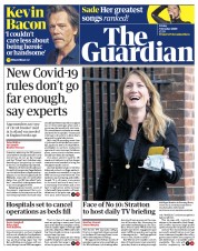 The Guardian (UK) Newspaper Front Page for 9 October 2020