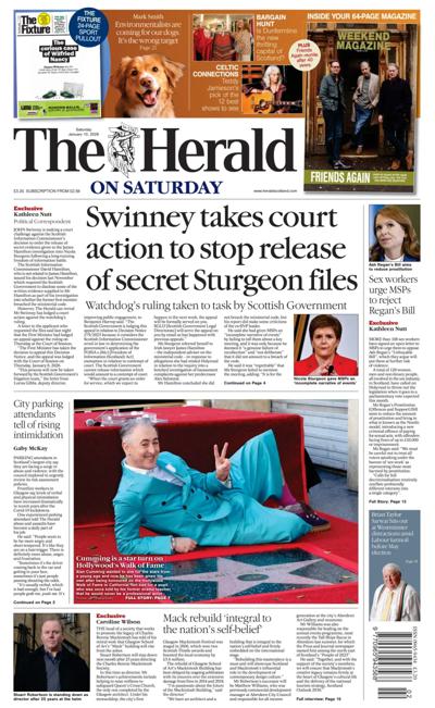 The Herald Newspaper Front Page (UK) for 10 January 2026