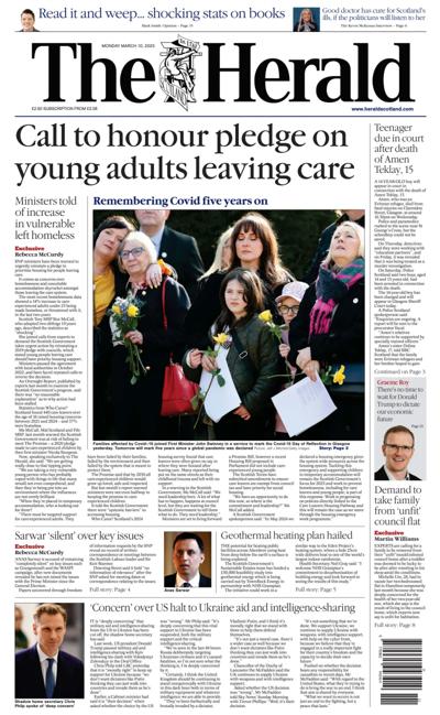 The Herald Newspaper Front Page (UK) for 10 March 2025