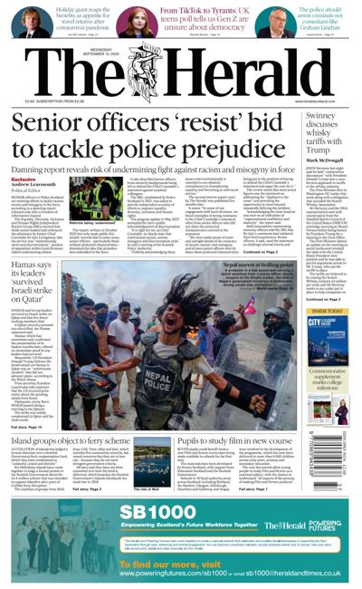 The Herald Newspaper Front Page (UK) for 10 September 2025