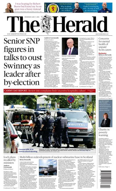 The Herald Newspaper Front Page (UK) for 11 June 2025
