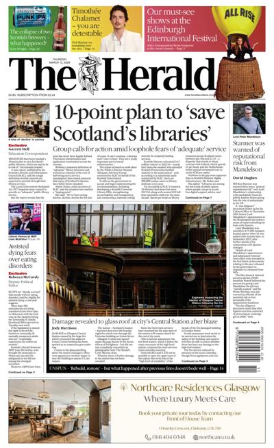 The Herald Newspaper Front Page (UK) for 12 March 2026