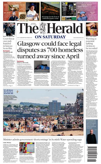 The Herald Newspaper Front Page (UK) for 12 July 2025