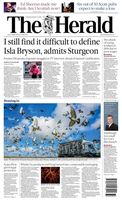The Herald Newspaper Front Page (UK) for 12 August 2025