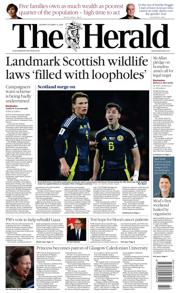 The Herald front page for 13 October 2025