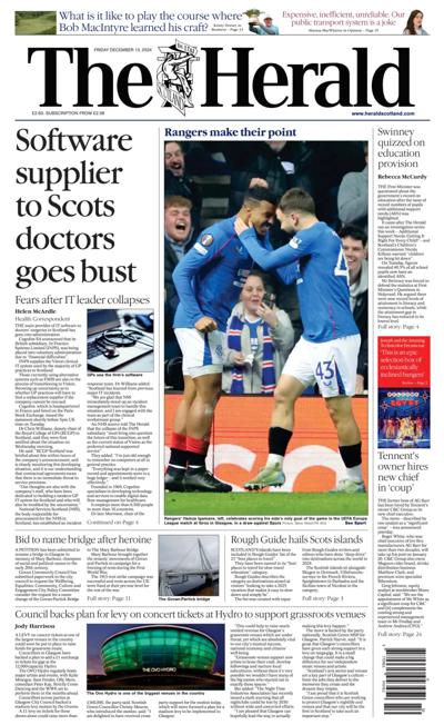 The Herald Newspaper Front Page (UK) for 13 December 2024