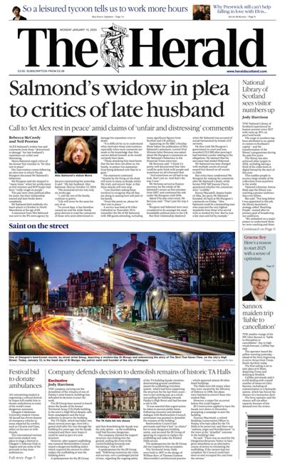 The Herald Newspaper Front Page (UK) for 13 January 2025