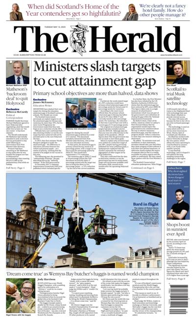 The Herald Newspaper Front Page (UK) for 13 May 2025