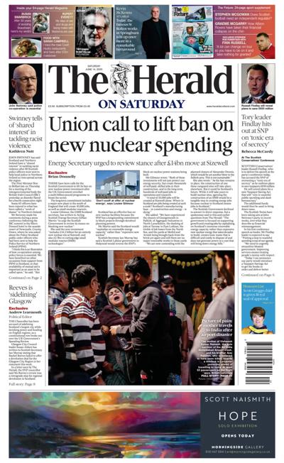 The Herald Newspaper Front Page (UK) for 14 June 2025