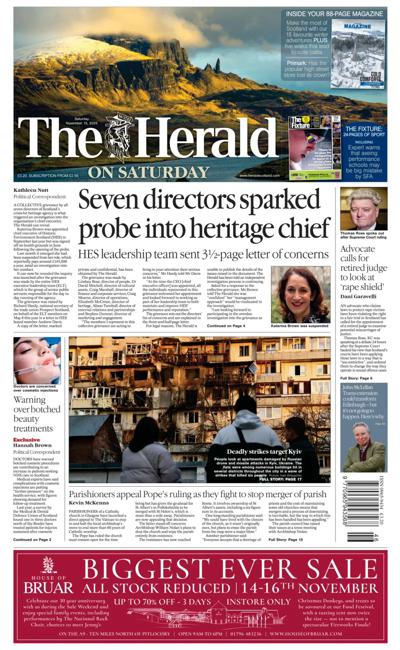 The Herald Newspaper Front Page (UK) for 15 November 2025