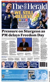 The Herald (UK) Newspaper Front Page for 15 June 2021