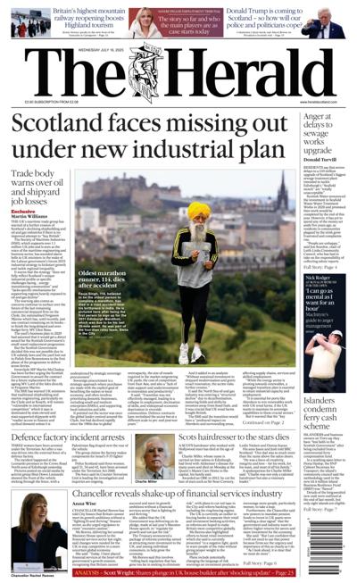The Herald Newspaper Front Page (UK) for 16 July 2025