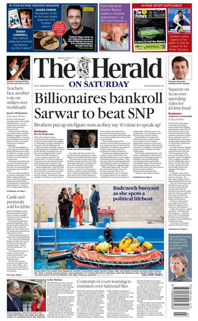 The Herald Newspaper Front Page (UK) for 17 January 2026
