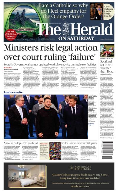 The Herald Newspaper Front Page (UK) for 17 May 2025