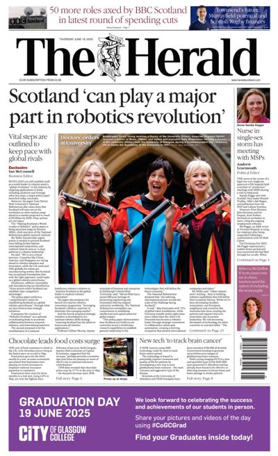 The Herald Newspaper Front Page (UK) for 19 June 2025