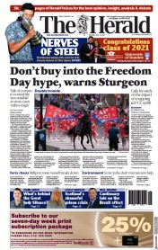 The Herald (UK) Newspaper Front Page for 19 July 2021