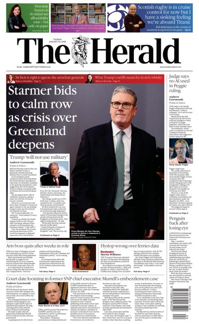 The Herald Newspaper Front Page (UK) for 20 January 2026