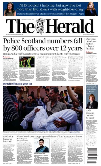 The Herald Newspaper Front Page (UK) for 21 May 2025