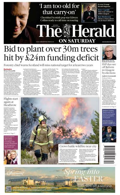 The Herald Newspaper Front Page (UK) for 22 March 2025