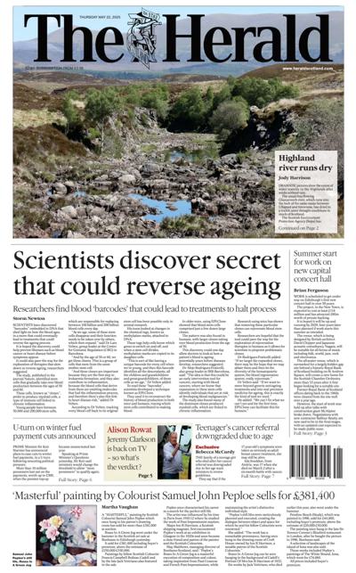 The Herald Newspaper Front Page (UK) for 22 May 2025