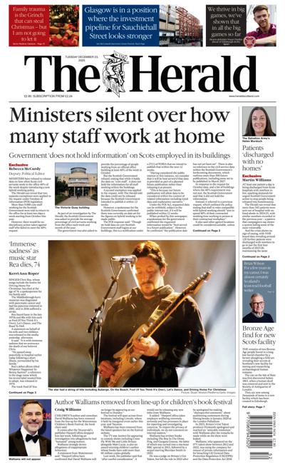 The Herald Newspaper Front Page (UK) for 23 December 2025