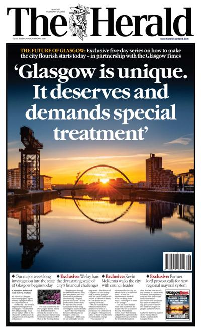 The Herald Newspaper Front Page (UK) for 24 February 2025