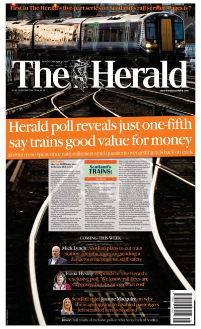 The Herald Newspaper Front Page (UK) for 27 January 2025