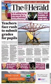 The Herald (UK) Newspaper Front Page for 27 March 2021