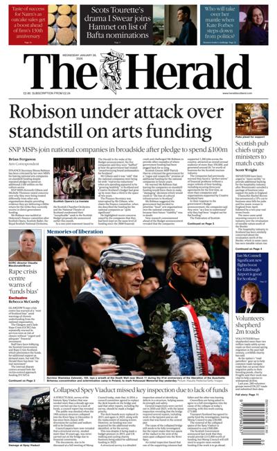 The Herald Newspaper Front Page (UK) for 28 January 2026