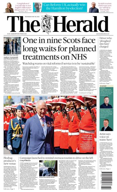 The Herald Newspaper Front Page (UK) for 28 May 2025